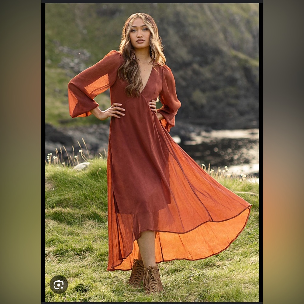 Joyfolie Crystal dress in terracotta